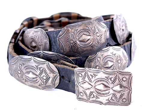 Navajo Old Pawn Silver Concho Belt