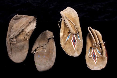 Two Pairs of Navajo Native American Moccasins