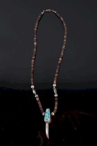 Sterling Silver Bear Claw & Turquoise Necklace