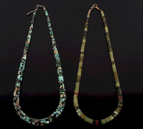 Navajo Turquoise Heishi Beaded Necklaces 1800's
