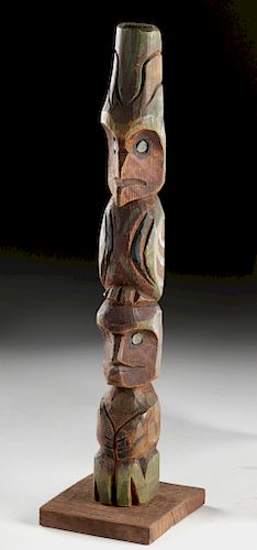 Early 20th C. Pacific Northwest Coast Wooden Totem Pole
