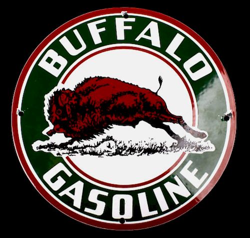 Buffalo Gasoline Porcelain Gas Station Pump Sign