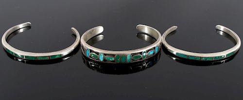 Set of Sterling Silver & Turquoise Bracelets