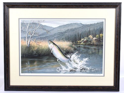 Limited Edition Maynard Reece Titled Leaping Trout