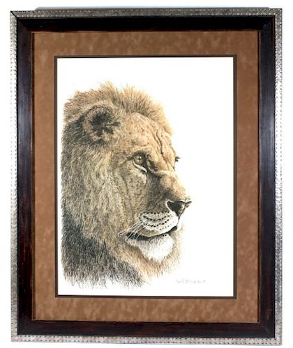 Signed Kim E. Burrough Lion's Head Portrait