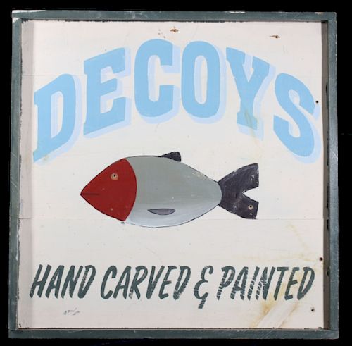 Hand Painted Fishing Decoy Advertising Sign