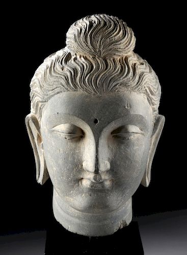 Gandharan Schist Head of Buddha - Beautiful Condition