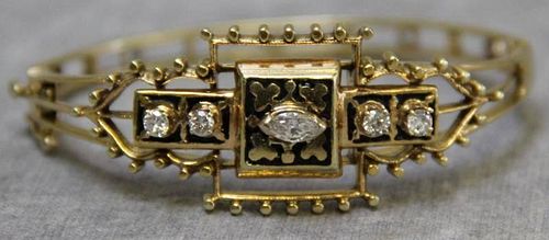 JEWELRY. Victorian 14kt Gold and Diamond Bracelet.