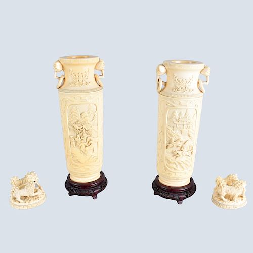 Chinese Ivory Covered Vases