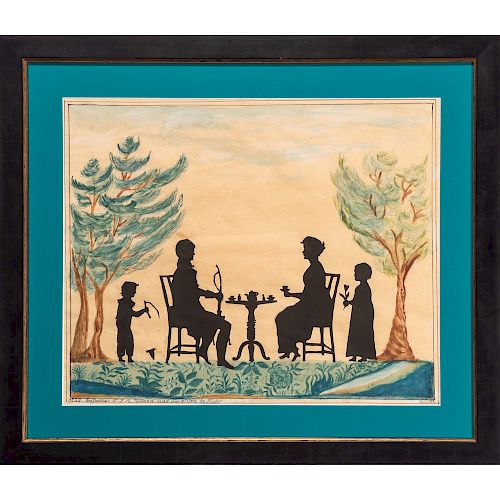 Cut Paper and Watercolor Silhouette of a Family