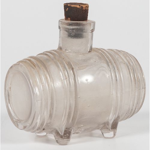 French Glass Barrel Inkwell