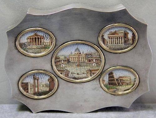 STERLING. G. Petochi Silver Box with Micro Mosaic
