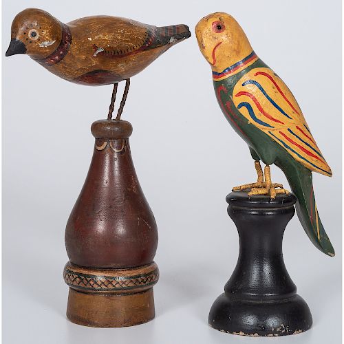 A Pair of Polychrome Painted Folk Art Birds, Likely Pennsylvania
