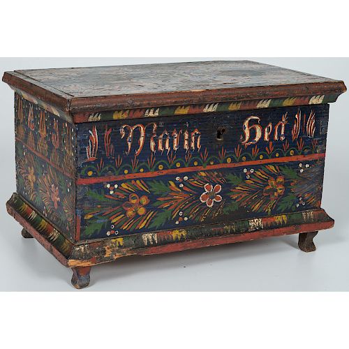 Miniature Painted Blanket Chest, Possibly Mennonite