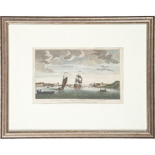 A View of the Entrance of the Harbor of the Havana, Hand-Colored Engraving