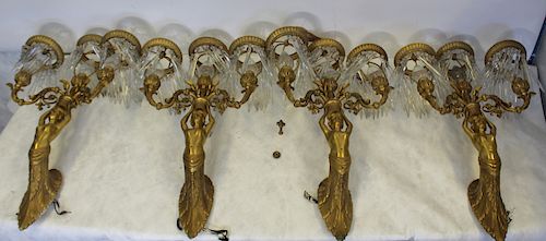 Magnificent Set of 4 Dore Bronze Figural 2 Arm