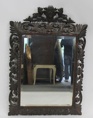 Highly Carved Wood Mirror.