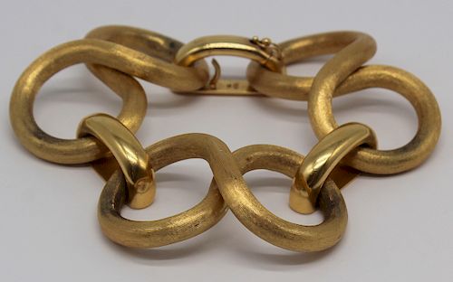 JEWELRY. Large Italian 18kt Gold Link Bracelet.