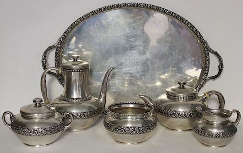 STERLING. 5 Pc. Tiffany & Co Tea Service with Tray