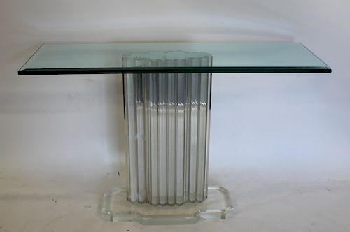 MIDCENTURY. Lucite Console Table With Glass Top