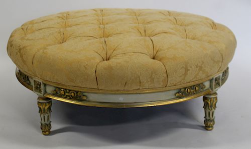 Louis XV1 Style Paint And Gilt Decorated Tufted