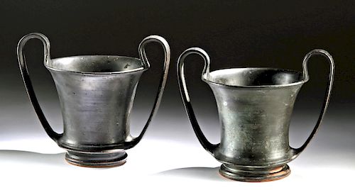 Superb Matched Greek Boeotian Pottery Kantharoi