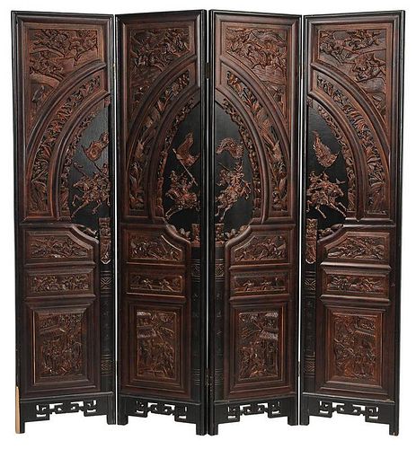 Chinoisserie-Decorated Four-Panel
