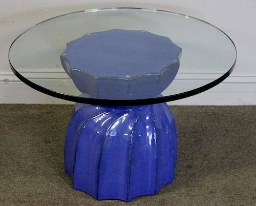 Modern Twist Base Ceramic Occasional Table.