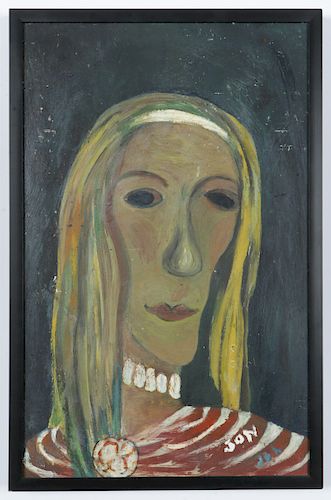 Jon Serl (American/California, 1894-1993) "Elmer's Wife", 1965