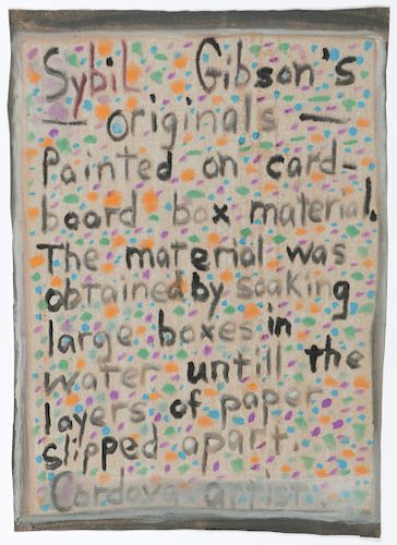 Sybil Gibson (1908-1995) Painted Sign, Mixed Media, 24'' x 17''