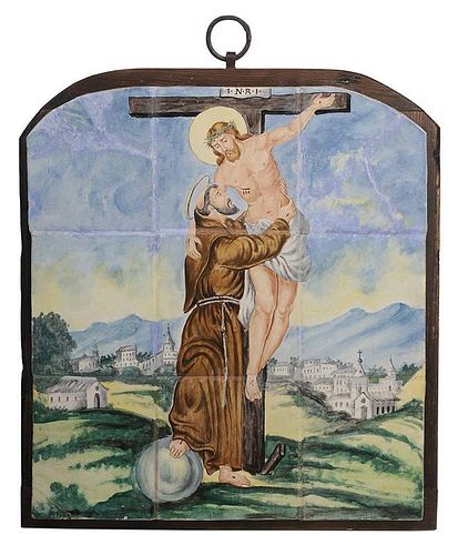 Delft Tile Panel Depicting Saint with