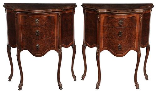 Pair Provincial French Style Burlwood