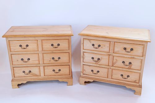 Pair of Antique English Pine Three-Drawer Chests