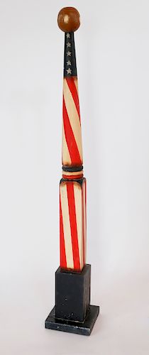 Antique Style Patriotic Painted Wood Barber's Pole
