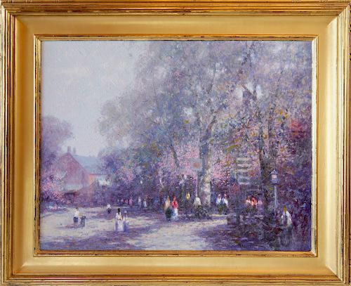 John Charles Terelak Oil on Canvas "Nantucket Morning Street Scene"