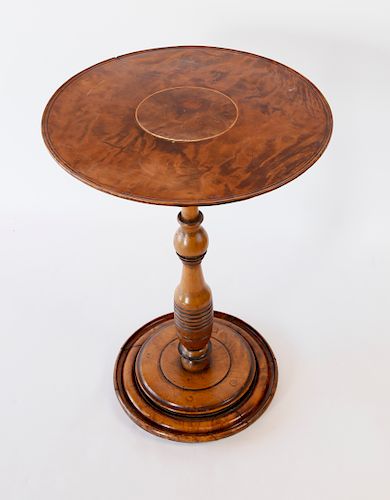 19th Century Burlwood Pedestal Candle Stand