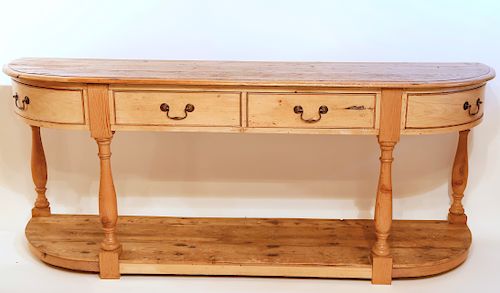 Demi-Lune Four Drawer Pine Sideboard