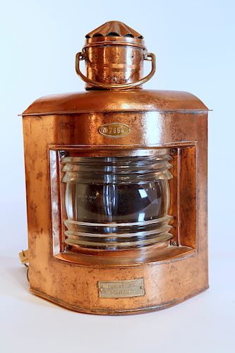 Ahlemann and Schlatter Bremen, Hamberg Copper Ship's Lantern #7854