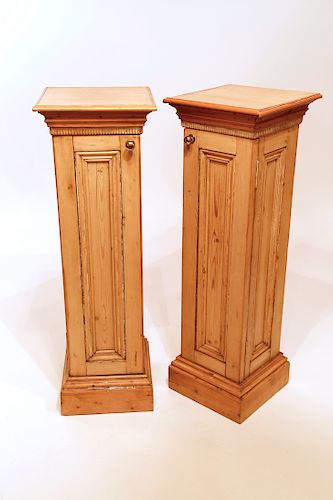 Pair of 19th C. English Pine Pedestal Cabinets