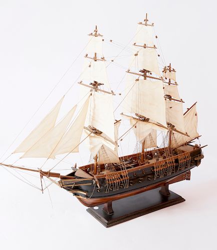 "La Belle Poule" France, 1834 Contemporary Man-O-War Three-Mast Ship Model