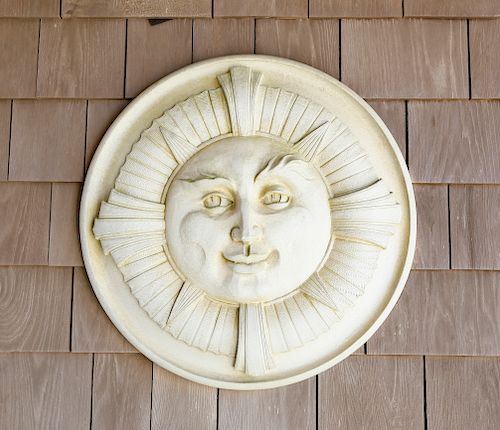 Round Poured Plaster "Sun Face"