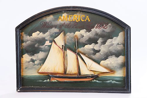 Antique Style "America Yacht" Wood Trade Sign
