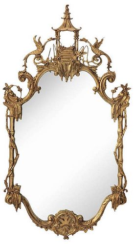 Chinese Chippendale Style Gilt Mirror
