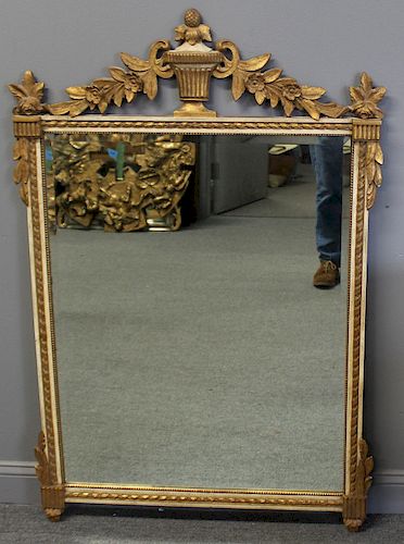 Gilt Wooden Mirror With Urn Crest