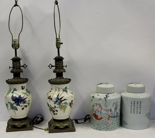 Porcelain Grouping To Include A Pair Of Lidded