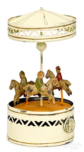 Bing painted tin carousel steam toy accessory