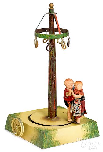 Couple dancing around maypole steam toy accessory