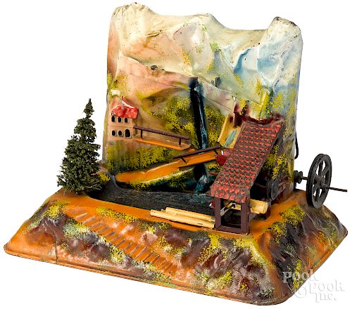 Painted tin water wheel steam toy accessory