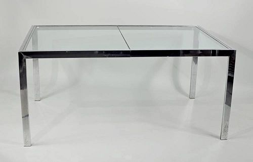 Mid-Century Glass & Chrome Dining Table