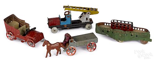 Four tin lithograph penny toys